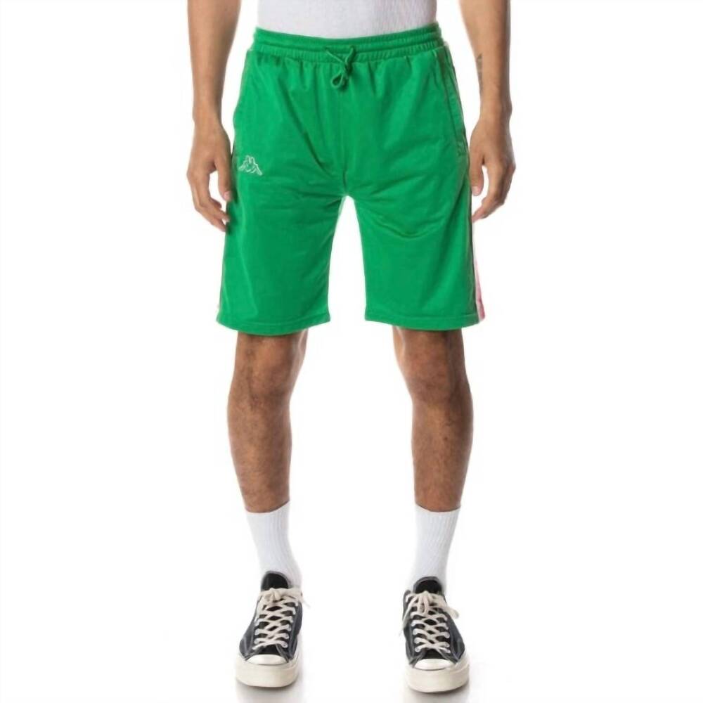 NEW KAPPA logo tape dasved shorts in green/grey/red